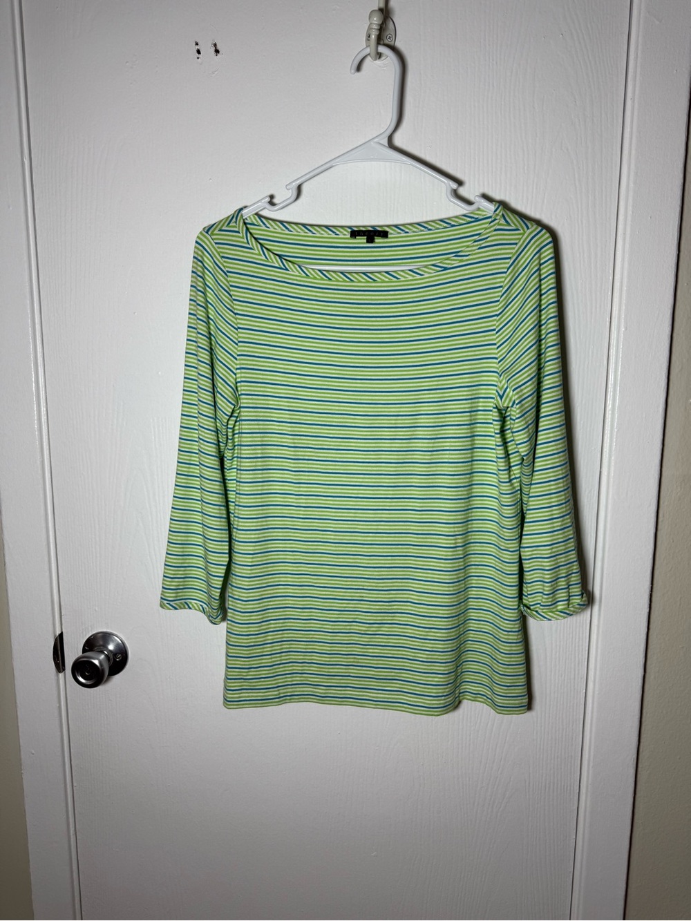 Theory Striped Boatneck Top, 3/4 sleeves Sz L